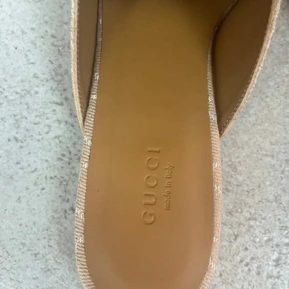 Gucci Princetown Beige Mules Summer Denim NIB - Picture 5 of 10